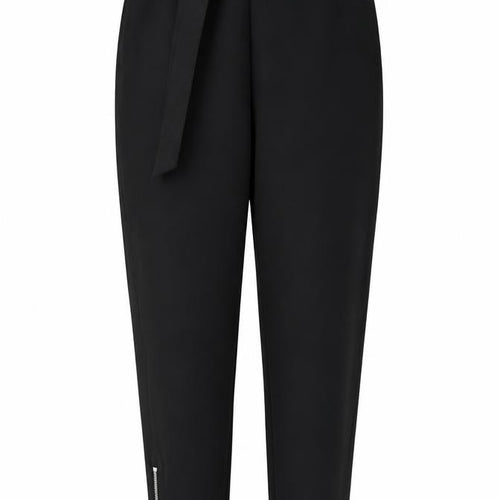 Missguided Women’s Black High Rise Belted Ankle Zip Tapered Trousers UK 10