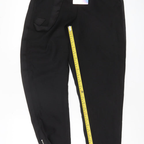 Missguided Women’s Black High Rise Belted Ankle Zip Tapered Trousers UK 10