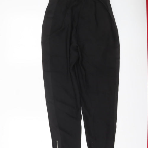 Missguided Women’s Black High Rise Belted Ankle Zip Tapered Trousers UK 10