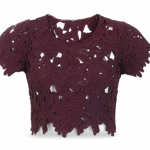 Atmosphere Womens Purple Floral Lace Cropped Blouse Size S