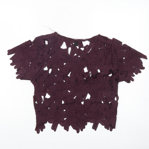 Atmosphere Womens Purple Floral Lace Cropped Blouse Size S