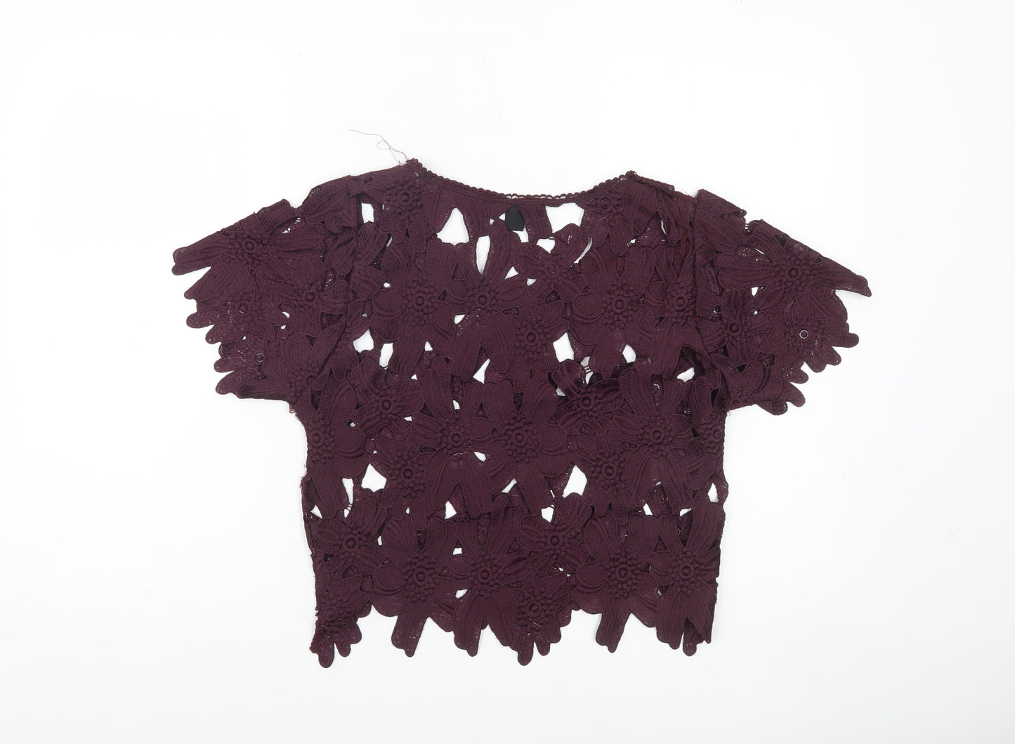 Atmosphere Womens Purple Floral Lace Cropped Blouse Size S