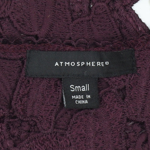 Atmosphere Womens Purple Floral Lace Cropped Blouse Size S
