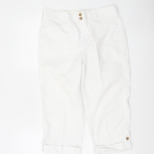 Dunnes Stores Womens White Cotton Capri Trousers Size 10