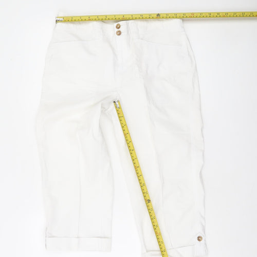 Dunnes Stores Womens White Cotton Capri Trousers Size 10
