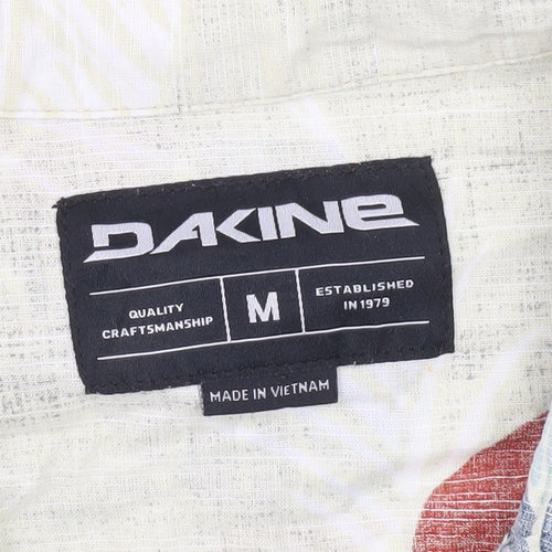 Dakine Men Beige Blue Floral Hawaiian Short Sleeve Button-Up Shirt M