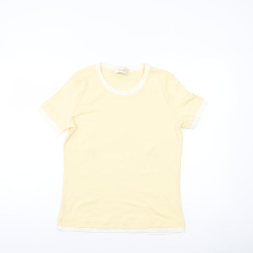 INTOWN Women’s Yellow Ringer Cotton T-Shirt Size M
