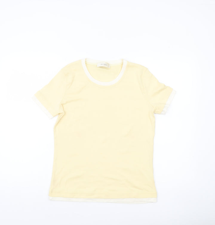 INTOWN Women’s Yellow Ringer Cotton T-Shirt Size M