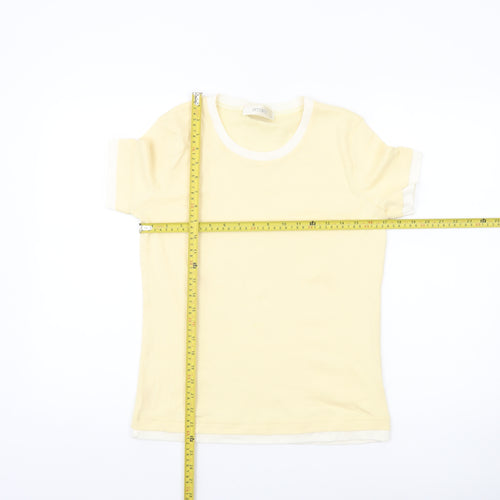 INTOWN Women’s Yellow Ringer Cotton T-Shirt Size M