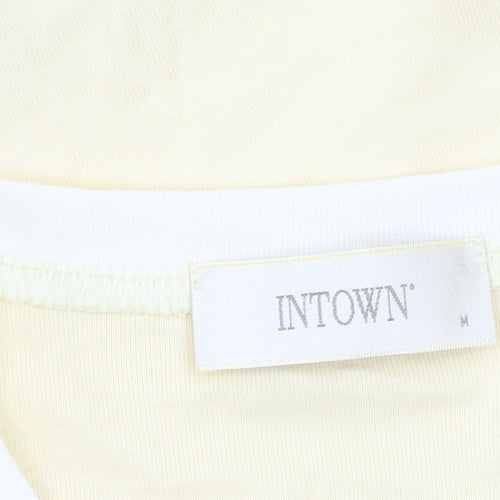 INTOWN Women’s Yellow Ringer Cotton T-Shirt Size M