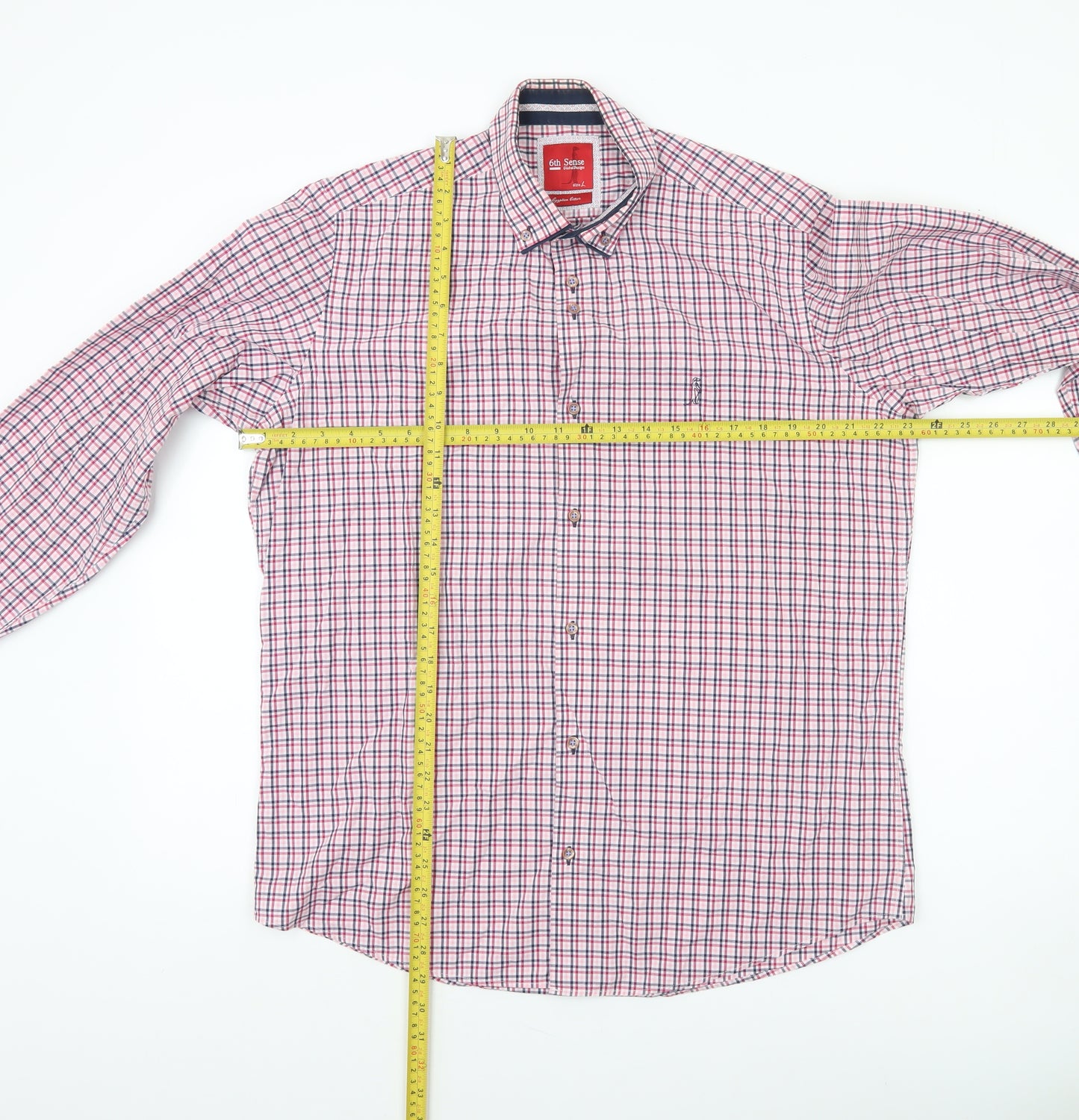 6th Sense Men’s Multicoloured Check Cotton Long Sleeve Button-Up Shirt L