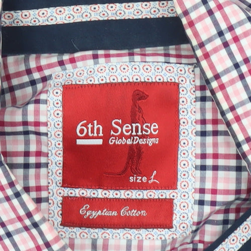 6th Sense Men’s Multicoloured Check Cotton Long Sleeve Button-Up Shirt L