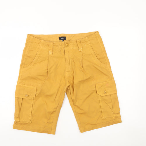 Max Men's Yellow Cotton Cargo Shorts Size 34 Casual Summer