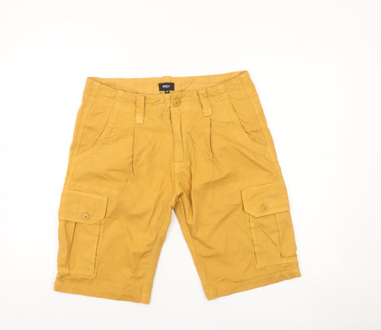 Max Men's Yellow Cotton Cargo Shorts Size 34 Casual Summer