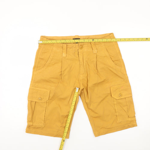 Max Men's Yellow Cotton Cargo Shorts Size 34 Casual Summer