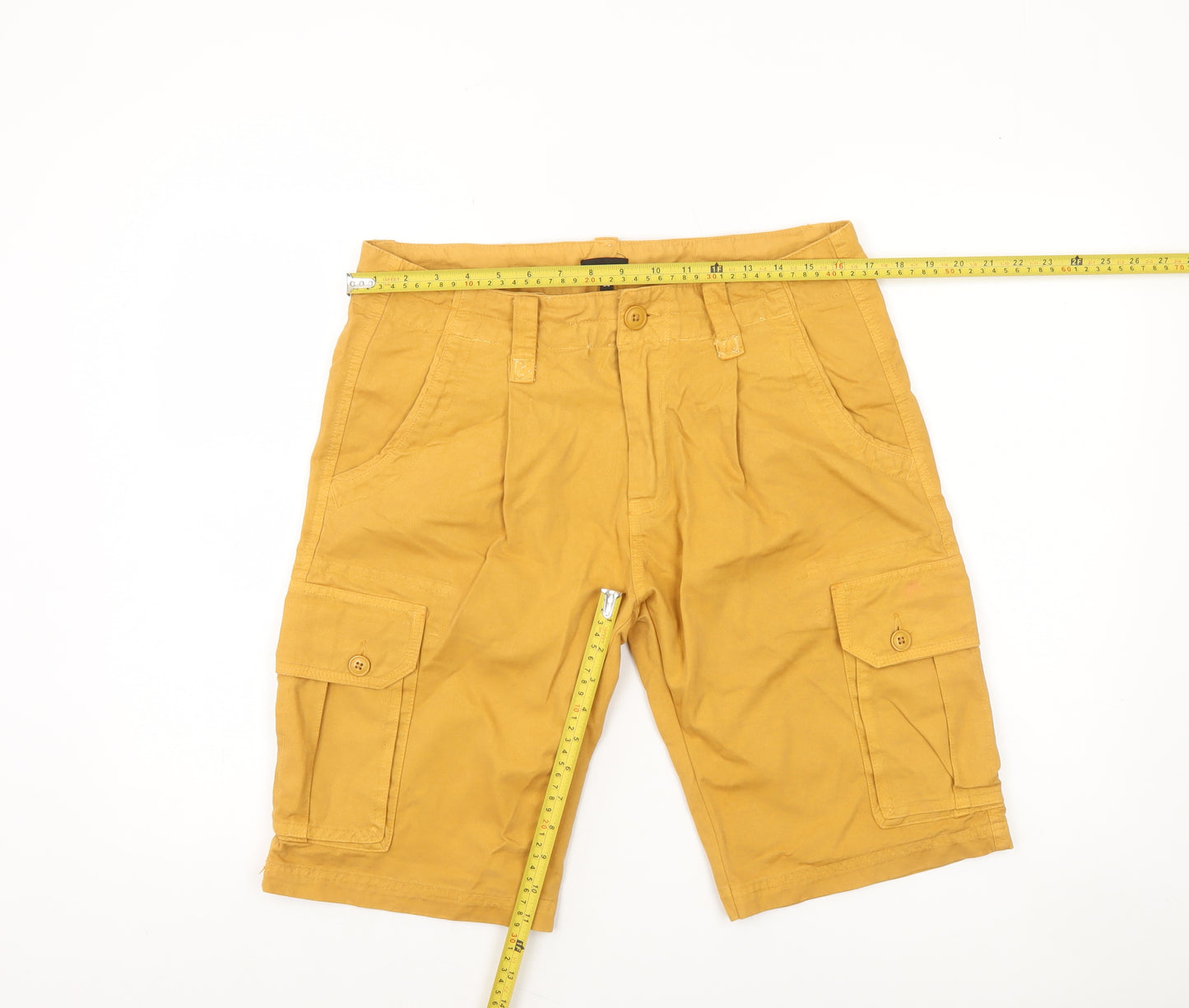 Max Men's Yellow Cotton Cargo Shorts Size 34 Casual Summer