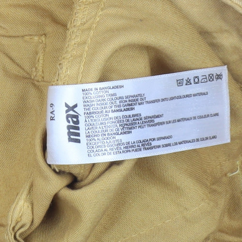 Max Men's Yellow Cotton Cargo Shorts Size 34 Casual Summer