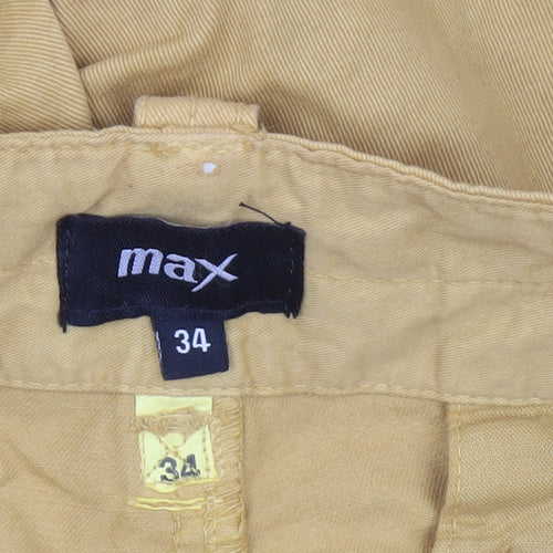 Max Men's Yellow Cotton Cargo Shorts Size 34 Casual Summer
