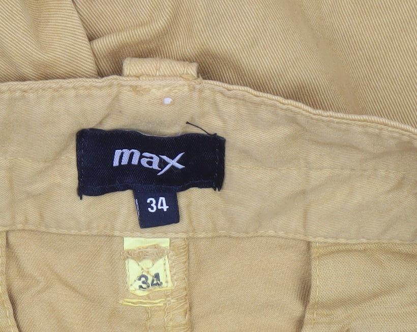 Max Men's Yellow Cotton Cargo Shorts Size 34 Casual Summer