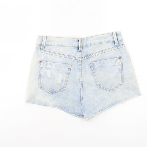 New Look Women's Blue Denim Hot Pants UK 10 Distressed Cotton Shorts
