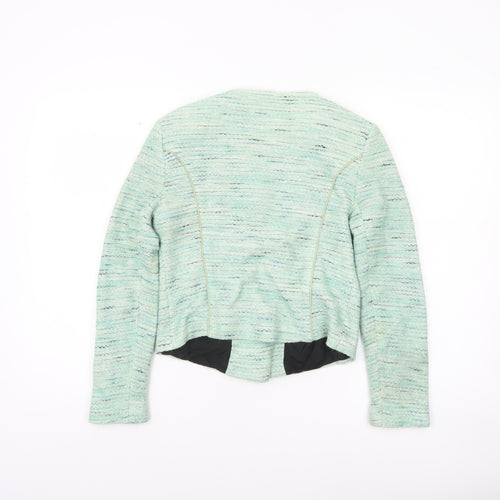 Topshop Women Green Size 8 Biker Style Tweed Short Jacket