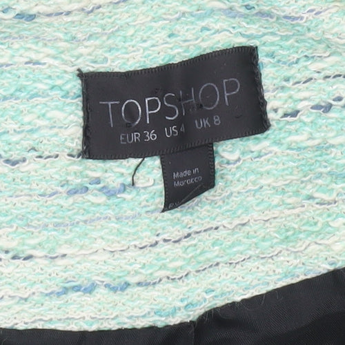 Topshop Women Green Size 8 Biker Style Tweed Short Jacket