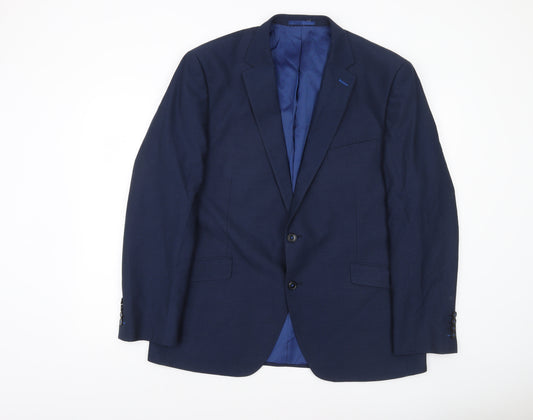 Remus Uomo Men's Blue Slim Fit 46R Tapered Two-Button Blazer