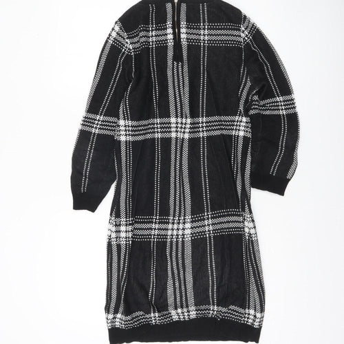 Dorothy Perkins Women Black Check Knit Bodycon Dress Size 8