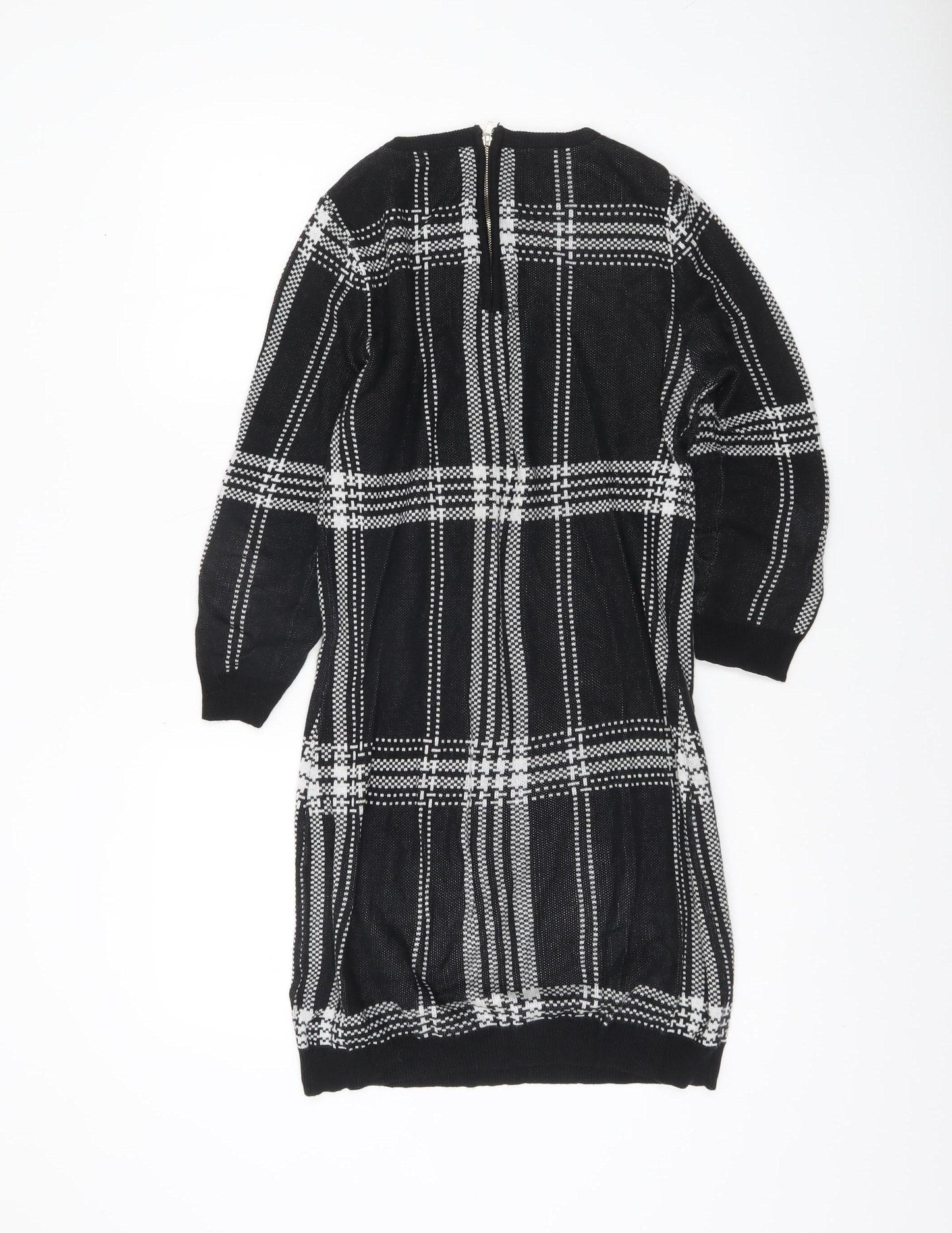 Dorothy Perkins Women Black Check Knit Bodycon Dress Size 8