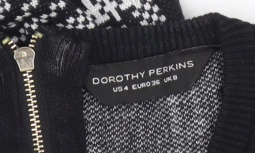 Dorothy Perkins Women Black Check Knit Bodycon Dress Size 8