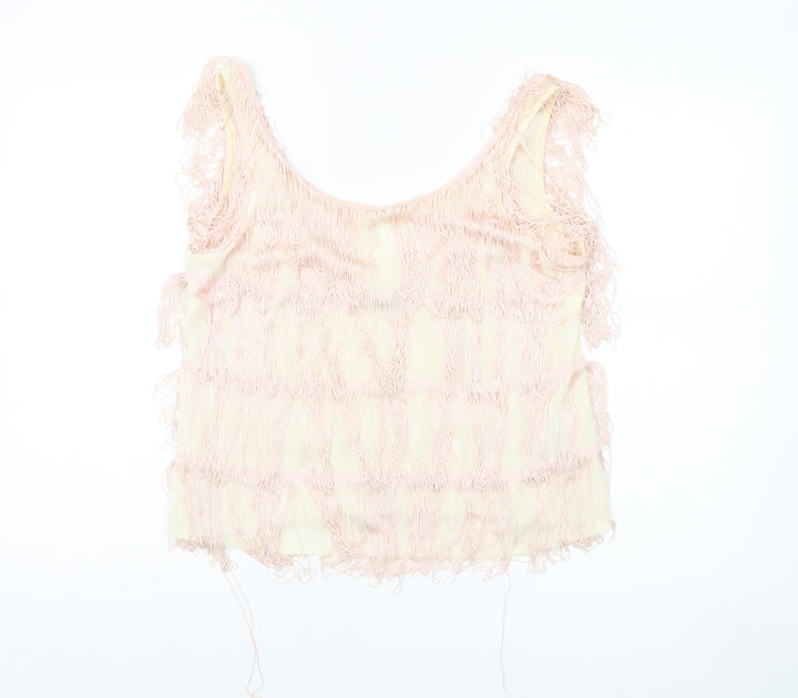 River Island Women’s Beige Fringe Camisole Tank Top Size 12