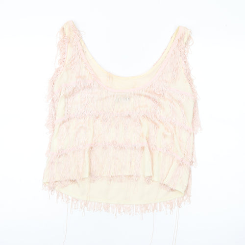 River Island Women’s Beige Fringe Camisole Tank Top Size 12
