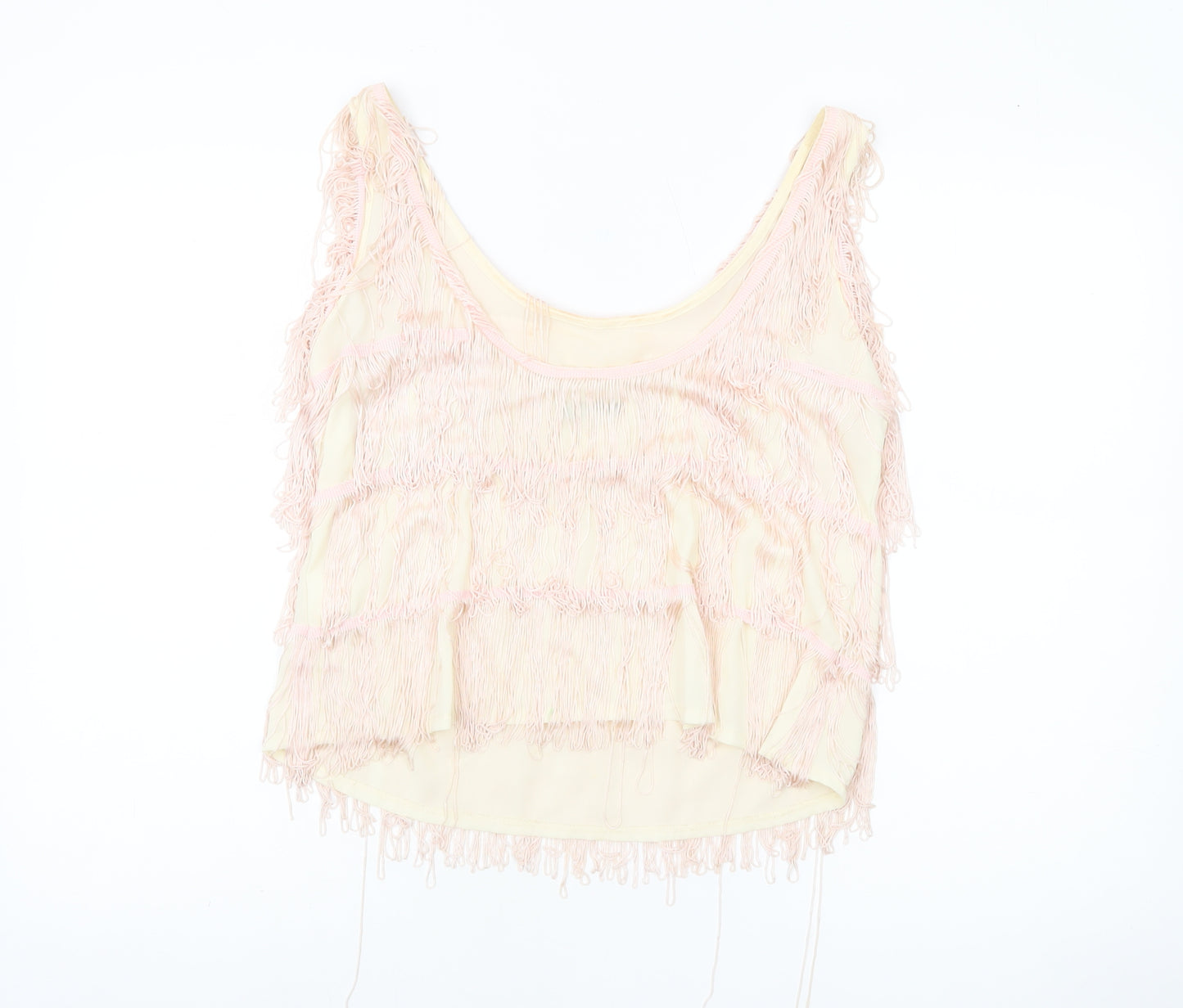River Island Women’s Beige Fringe Camisole Tank Top Size 12