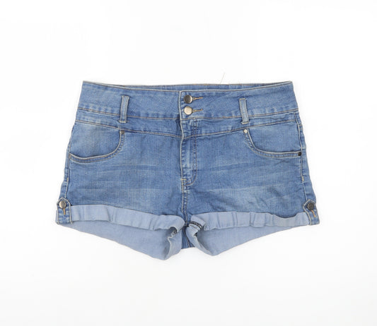 Denim Co. Women Blue Size 16 High Waist Denim Hot Pants Shorts