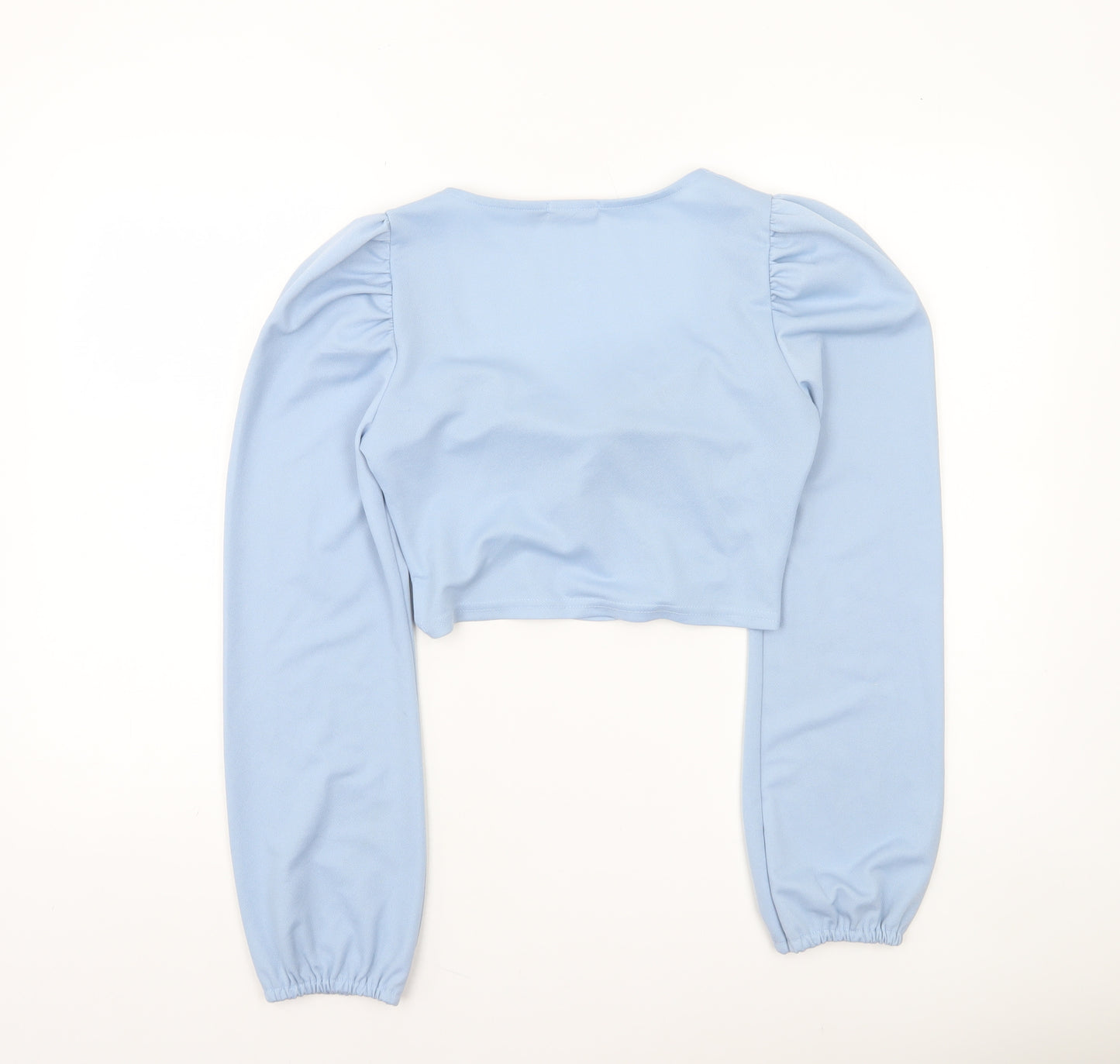 I SAW IT FIRST Women's Blue Cropped Long Sleeve Blouse UK 12