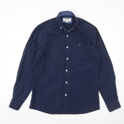Ted Smith Men's Blue Slim Fit Long Sleeve Button-Up Shirt L