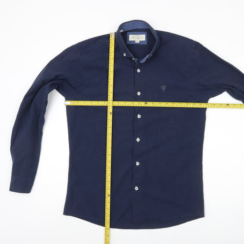 Ted Smith Men's Blue Slim Fit Long Sleeve Button-Up Shirt L