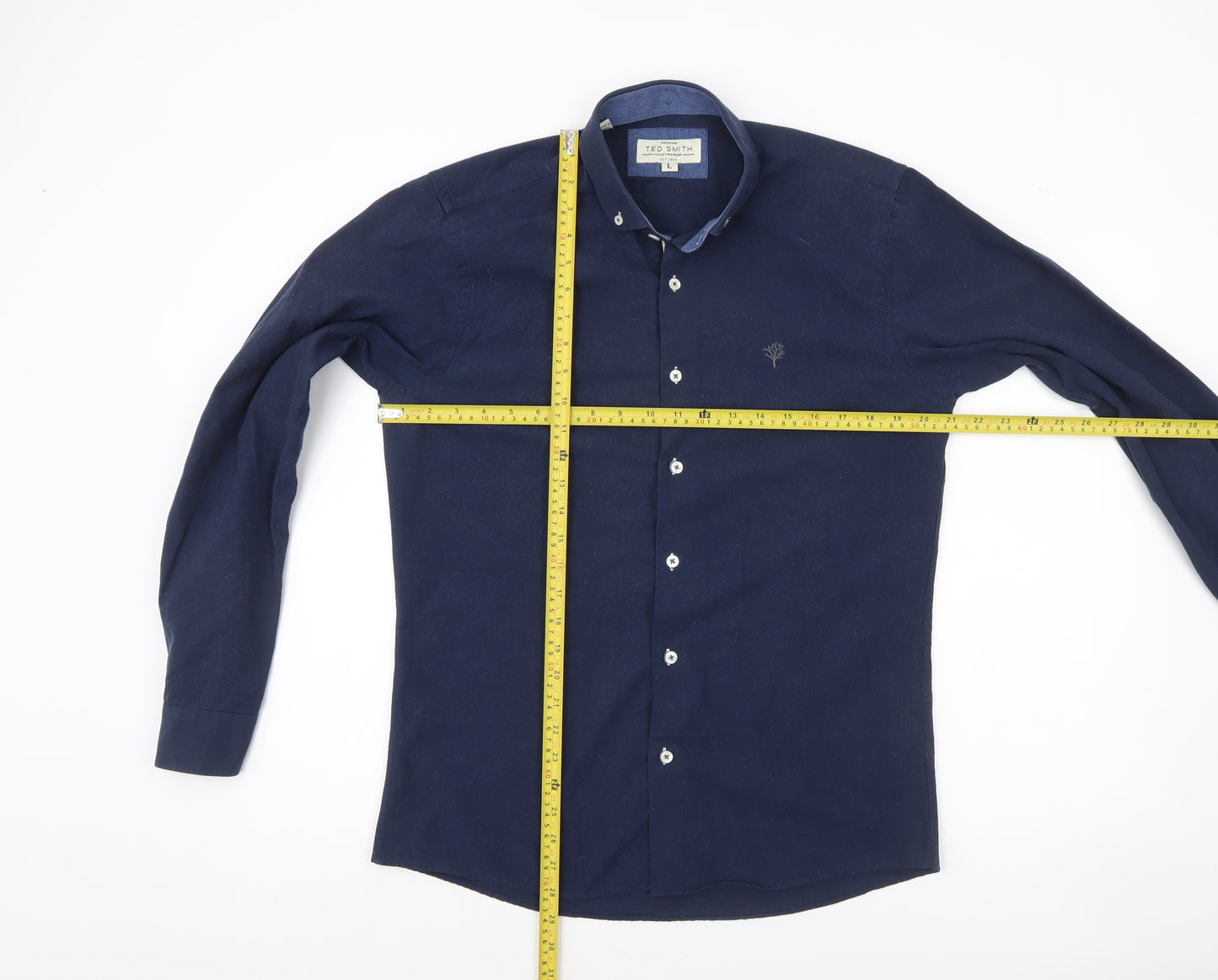 Ted Smith Men's Blue Slim Fit Long Sleeve Button-Up Shirt L