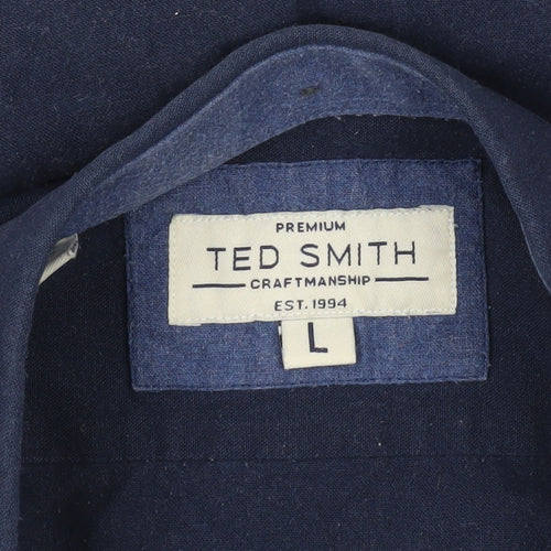 Ted Smith Men's Blue Slim Fit Long Sleeve Button-Up Shirt L