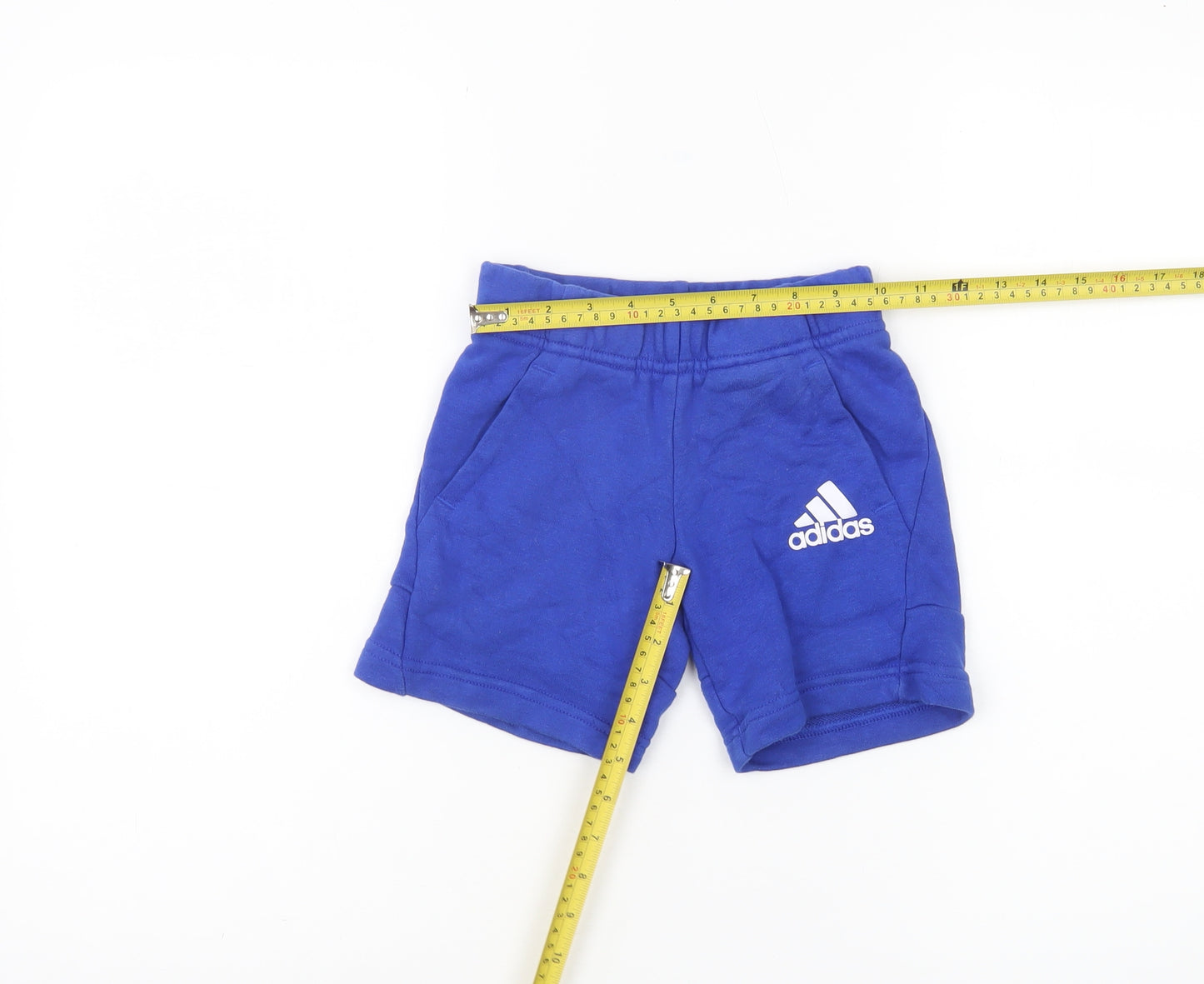 Adidas Boys Blue Sweat Shorts 7-8 Years XS Cotton Blend Activewear