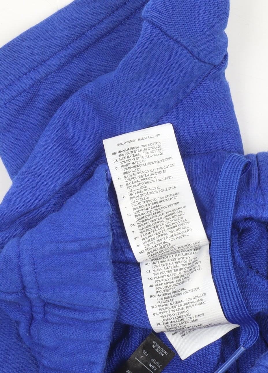 Adidas Boys Blue Sweat Shorts 7-8 Years XS Cotton Blend Activewear
