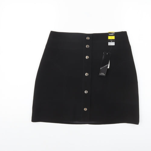 Dunnes Women Black Size 10 Button Front Stretch Pencil Skirt
