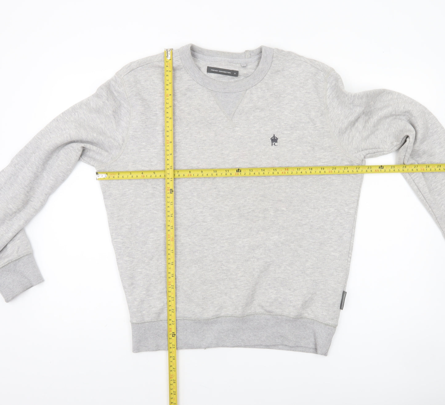 French Connection Men's Grey Sweatshirt S Regular Crew Neck Pullover