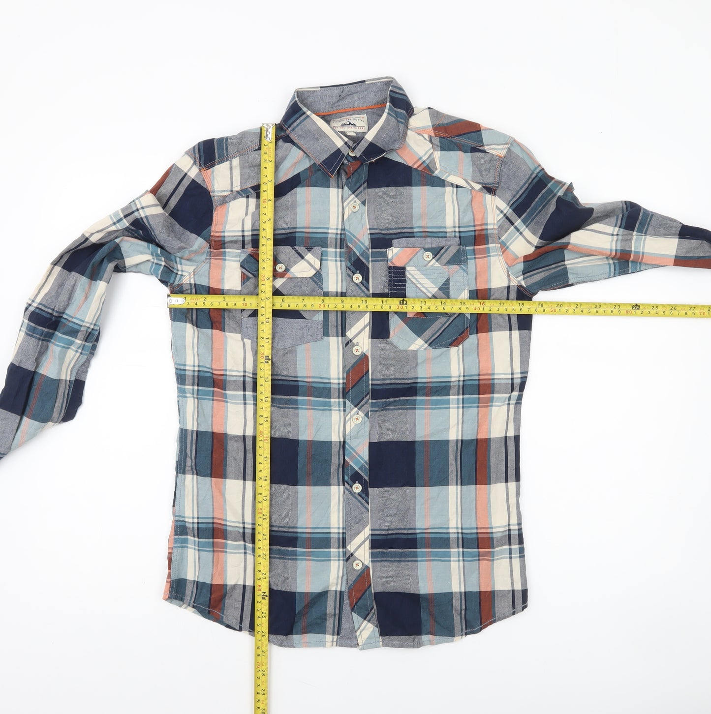 Next Men's Multicoloured Plaid Long Sleeve Cotton Shirt Size S