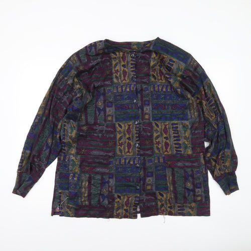 Madge Designs Women’s Multicoloured Tunic Button-Up Top L Bohemian Style
