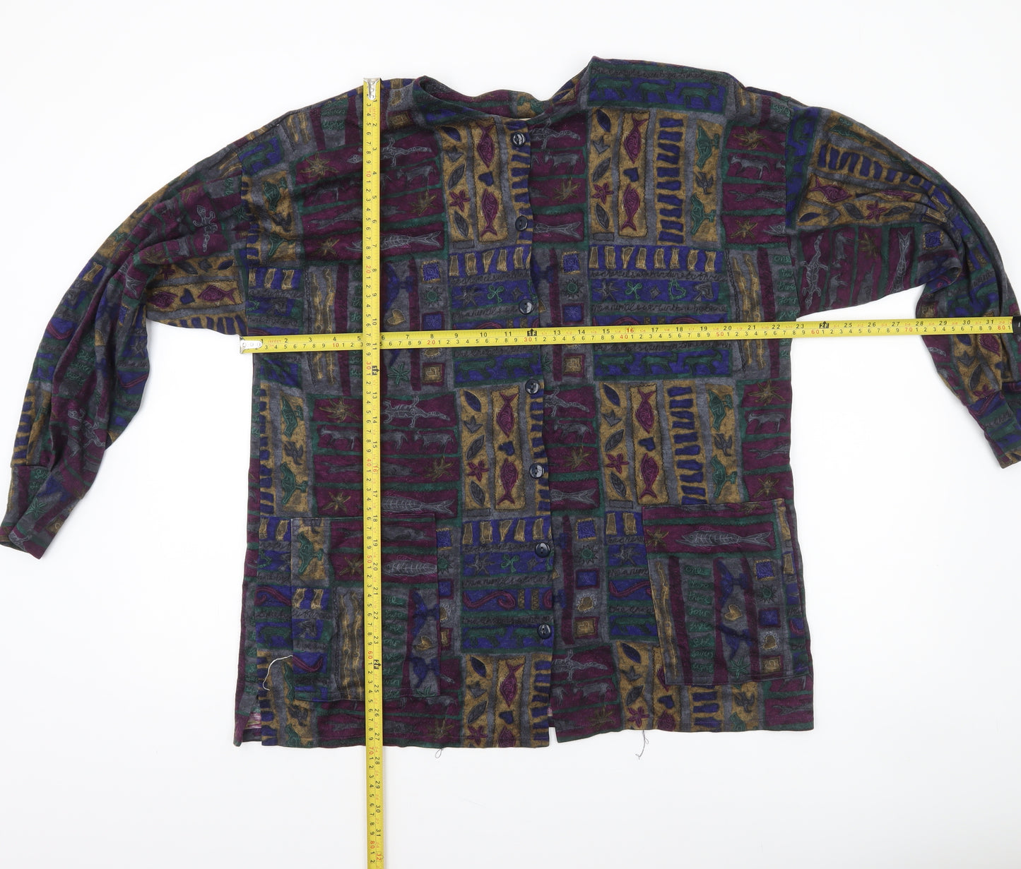 Madge Designs Women’s Multicoloured Tunic Button-Up Top L Bohemian Style