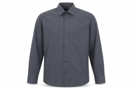 Front view of Dunnes Men’s Grey Regular Fit Long Sleeve Cotton Blend Shirt, size 17