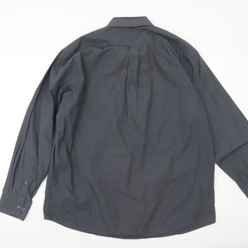 Dunnes Men’s Grey Regular Fit Long Sleeve Cotton Blend Shirt Size 17