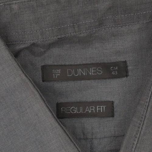 Dunnes Men’s Grey Regular Fit Long Sleeve Cotton Blend Shirt Size 17