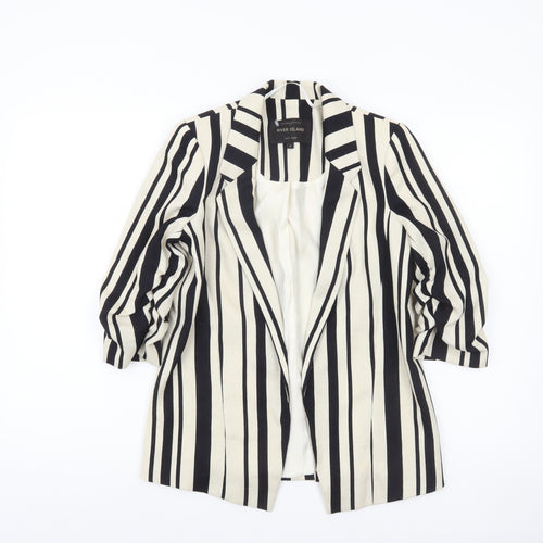 River Island Women’s Black Stripe Woven Blazer Size 6 Tailored Jacket
